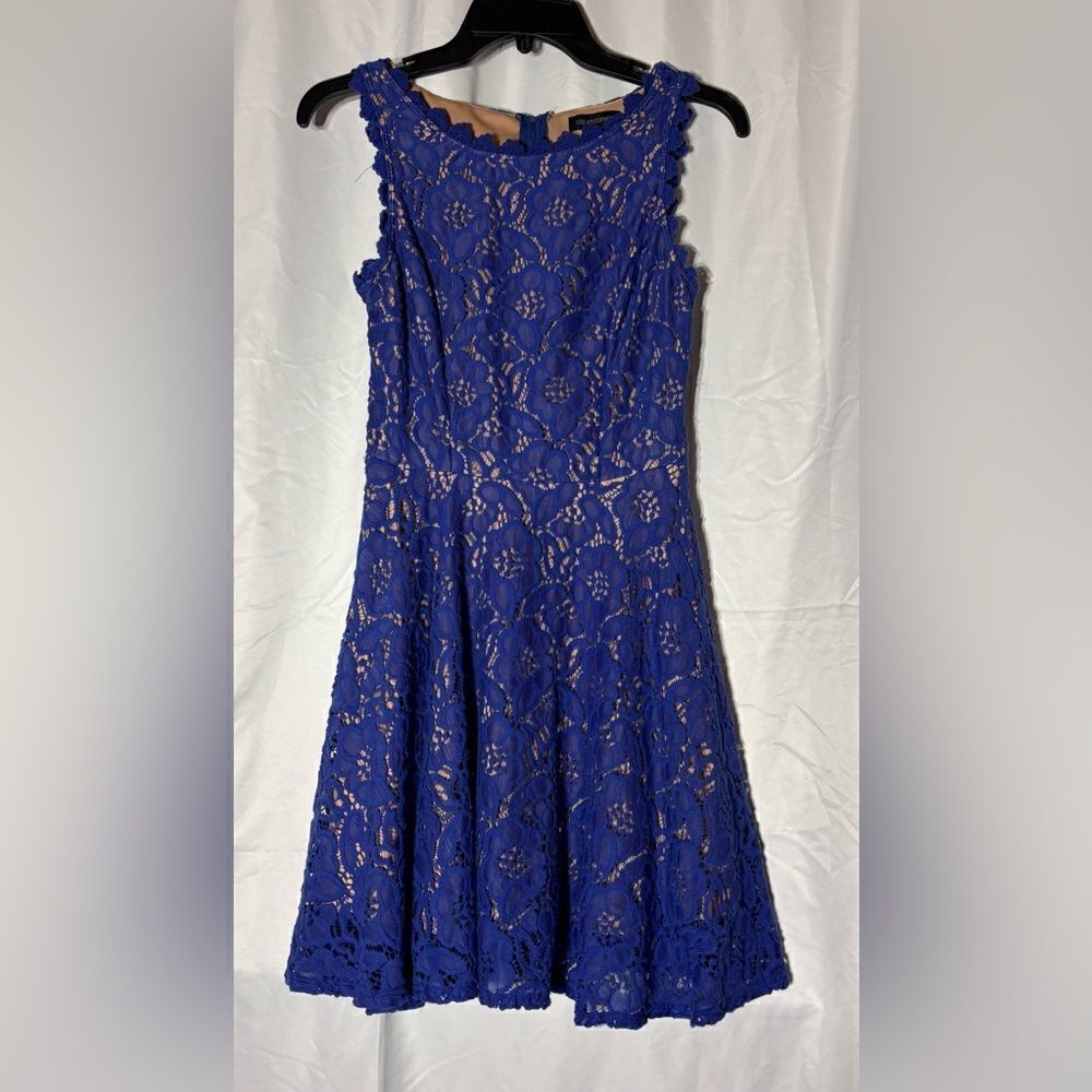 Elegant Blue Jodi Kristopher Sleeveless Round Neck Lace Dress EPC Women’s Size 5